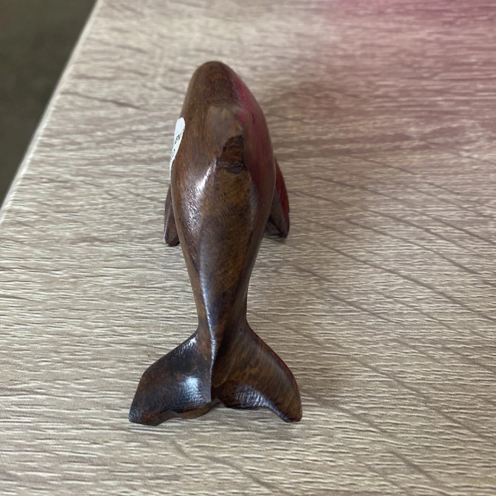 Wooden Hand Carved Dolphin Figurine 3.25